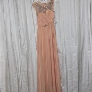 Peach and rhinestone prom/homecoming/party gown